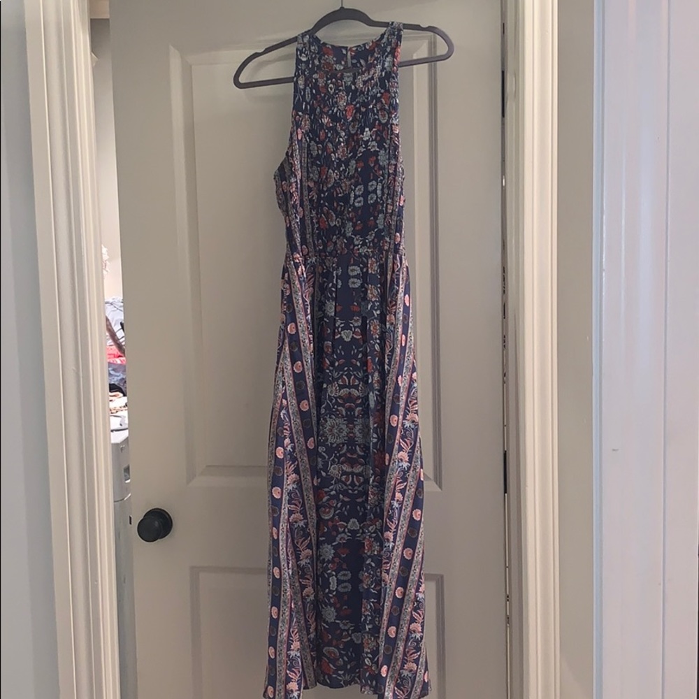 Multi-colored Halter Top Maxi Dress